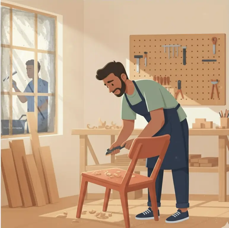 Illustration d'un artisan expert concentré sur son travail, symbolisant le professionnel indépendant que Monwebmestre aide à réussir en ligne